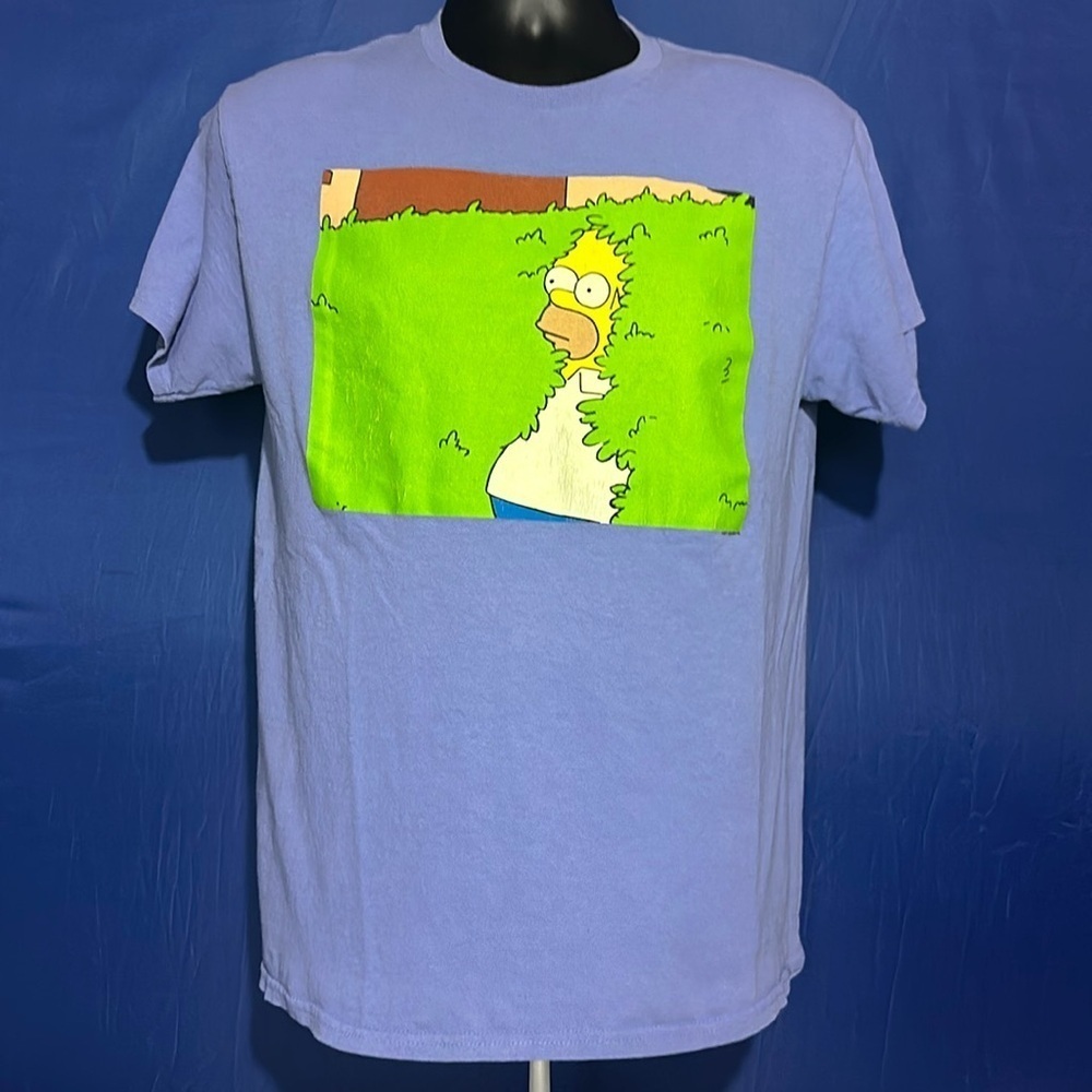 The Simpsons T-Shirt Adult Medium Purple Hiding In Bushes Homer Simpson
